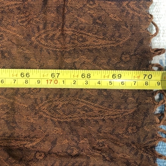 Cpwm Color Block Dark Academia Chocolate & Cinnamon Paisley Scarf - Picture 7 of 7